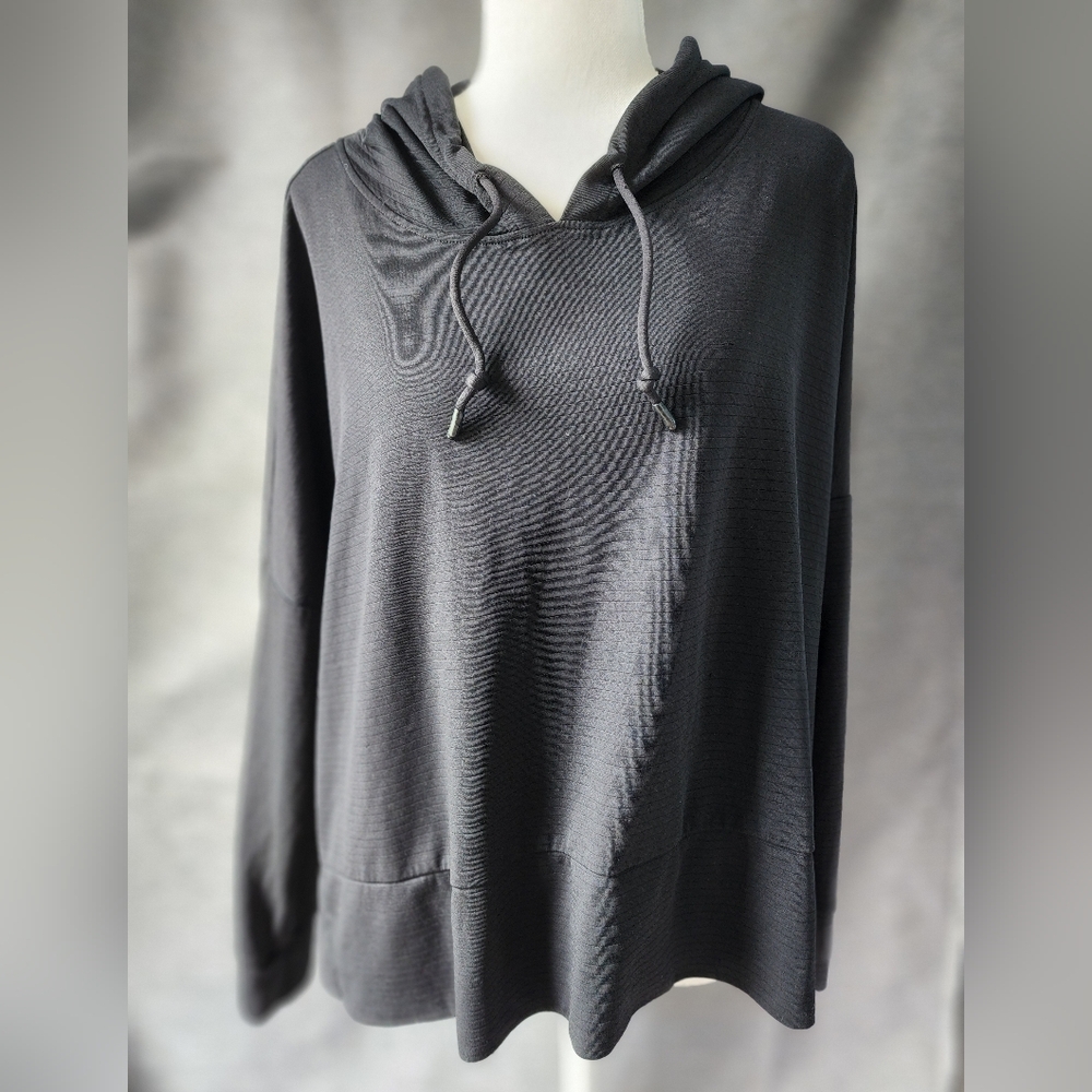 Mondetta Performance Hooded Long Sleeve XL Black Lightweight Cropped Pullover